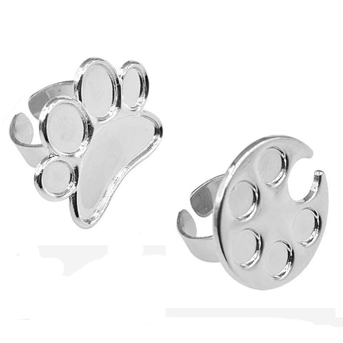 2 Pieces Nail Art Palette Finger Rings, Mini Polish Holder Drawing Color Palette, Nail Art Painting Gel Palette Manicure Tool, Cosmetic Artist Mixing Palette-GlimoraGlow