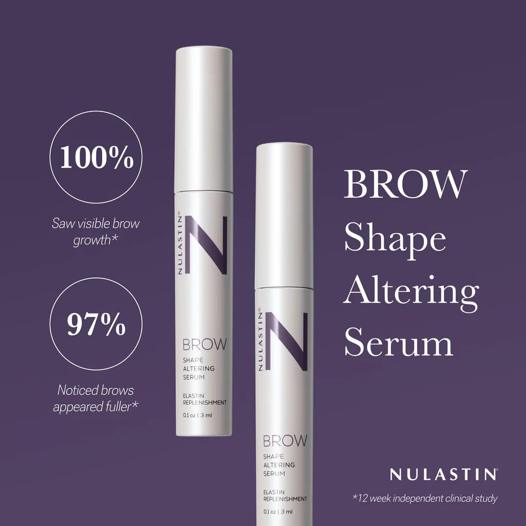 NULASTIN Eyebrow Serum for Thicker Looking Brows - BROW Shape Altering Serum - Reduce Shed & Encourage Fuller, More Youthful-Looking Brows - With Keratin & Peptides (2 Count, 0.1 fl oz each)-GlimoraGlow