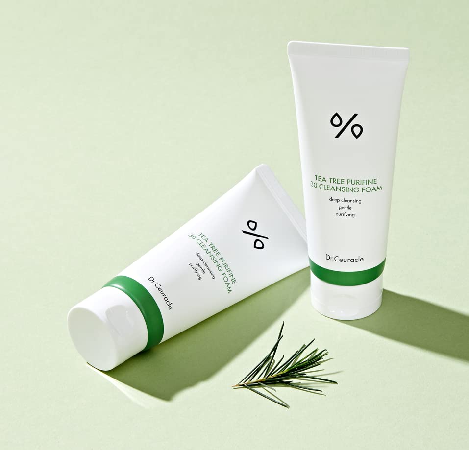 Dr.Ceuracle by leegeehaam Tea Tree Purifine Cleansing Foam (150ml / 5.07 fl. oz.) - Gel to Foam Mild Soothing Daily Cleanser with Fine Bubbles, Sebum Reducing and Hydrating for Sensitive Skin-GlimoraGlow