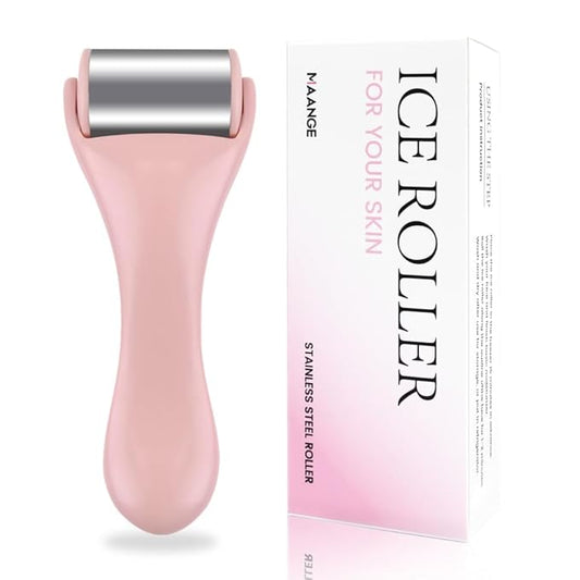 MAANGE Ice Roller for Face 1 Piece Stainless Steel Facial Roller Ice Face Roller for Puffiness,Migraine,Pain Relief and Skin Care (Pink)-GlimoraGlow