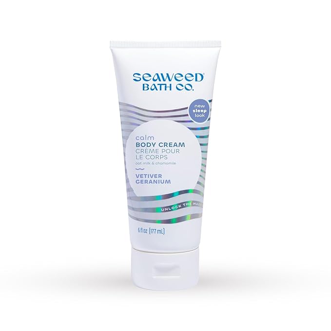 Seaweed Bath Co. Calm Body Cream - Vetiver Geranium | Soothing Hand and Body Lotion With Oat Milk, Shea Butter, and Chamomile | Natural, Vegan Moisturizer For Dry Skin | 6 oz-GlimoraGlow