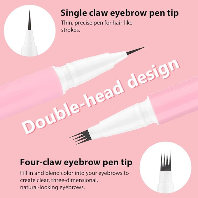 1Pcs Brown Magic Microblading Eyebrow Pencil Contouring Pen Brow for Eyes, Dual-Ended Micro-Fork-Tips Applicator for Hair Like Strokes with Dual-ended Eyebrow Brush Long Wear Waterproof lápiz de cejas-GlimoraGlow