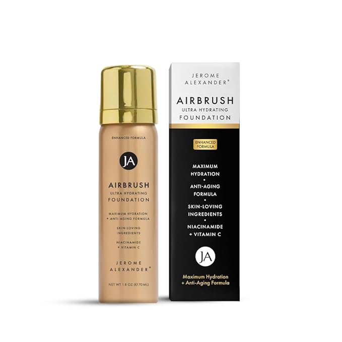 Jerome Alexander Airbrush Foundation Ultra Hydrating, Spray Foundation Makeup with 2x the Active Ingredients, Ultra-Light, Buildable, Full Coverage Formula (Light Medium)-GlimoraGlow