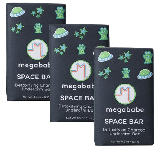 Megababe Underarm Bar Soap - Space Bar | With Detoxifying Charcoal for Odor Control | 4.5 oz - 3 Pack-GlimoraGlow