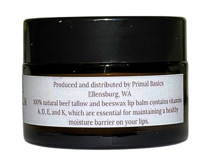 100% Grass Fed Grass Finished Beef Tallow and Beeswax Lip Balm, Face Moisturizer, Body Balm, for Oily, Dry, Sensitive Skin, USA Made-GlimoraGlow
