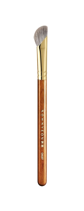 Desert Oak Series Pro Nose Sculptor - Arctic Fluff Hybrid Bristles for Nasal Contouring, Wide Angled Nose Brush, Bubinga Handle (CM 197)-GlimoraGlow