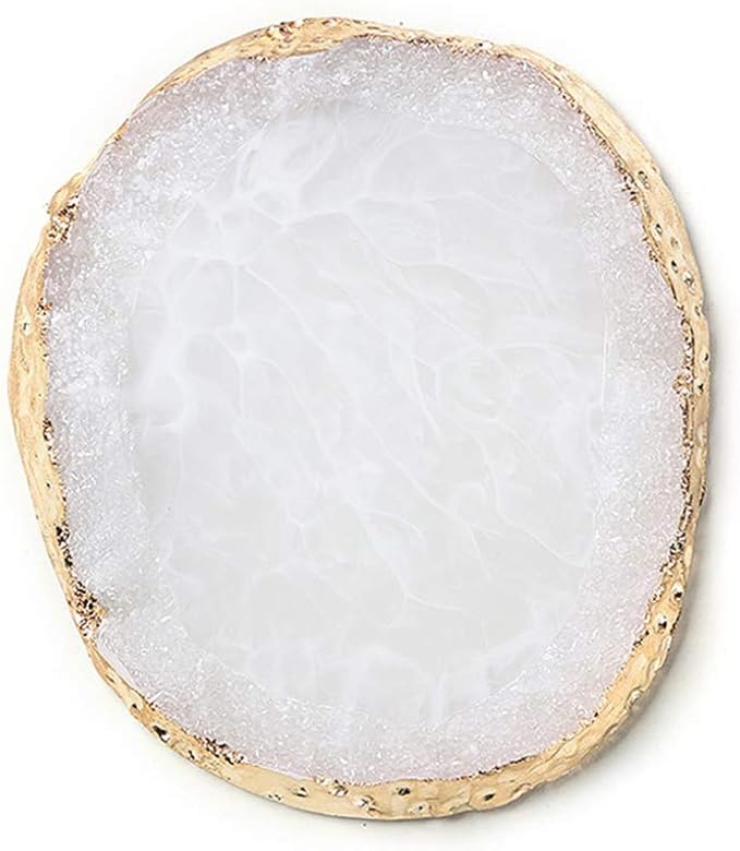 1pc White Golden Edge Resin Nail Art Palettes Nail Mixing Palette Polish Color Mixing Plate Nail Holder Display Cosmetic Mixing Tools Makeup Palette Tray Accessories (white)-GlimoraGlow