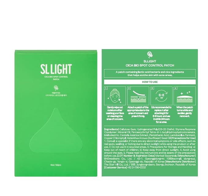 Cica Bio Spot Control Patch (1 Box, 62pcs) | Soothing Acne Patch for Redness & Blemishes | With Cica, Niacinamide & Tea Tree | Gentle for Sensitive Skin | Korean Skincare-GlimoraGlow