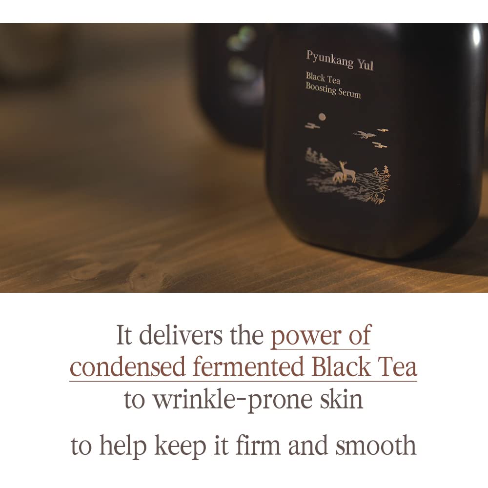 Pyunkang Yul PKY Black Tea Boosting Serum for Anti-aging, Condensed Nutrition for Fine Line Care with Kombucha, Ginseng Fruit Extract, Zero-Irritation, Korean Skincare (1.52 Fl. Oz, 45ml)-GlimoraGlow