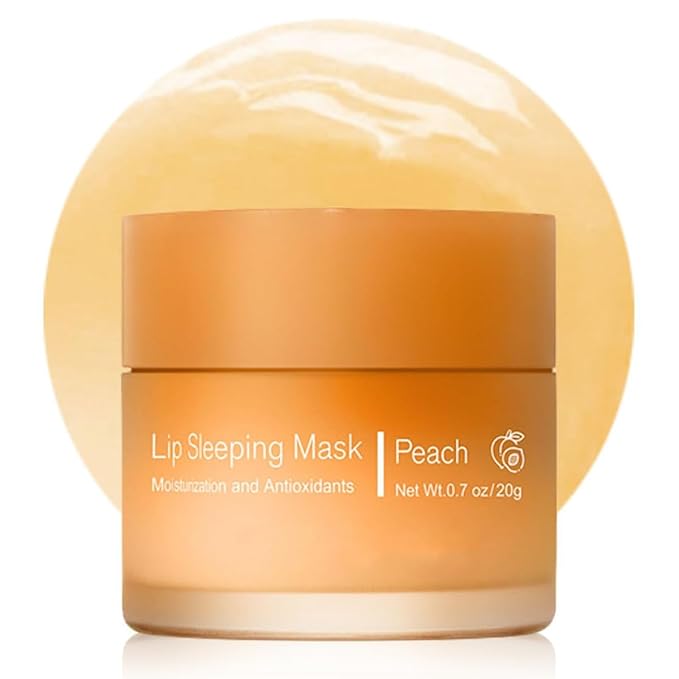 Hydrating Lip Sleeping Mask, Long Lasting Hydrating Night Lip Balms for Intensive Moisturizing and Care, Prevention Dry and Crack (PEACH) 0.7 OZ-GlimoraGlow