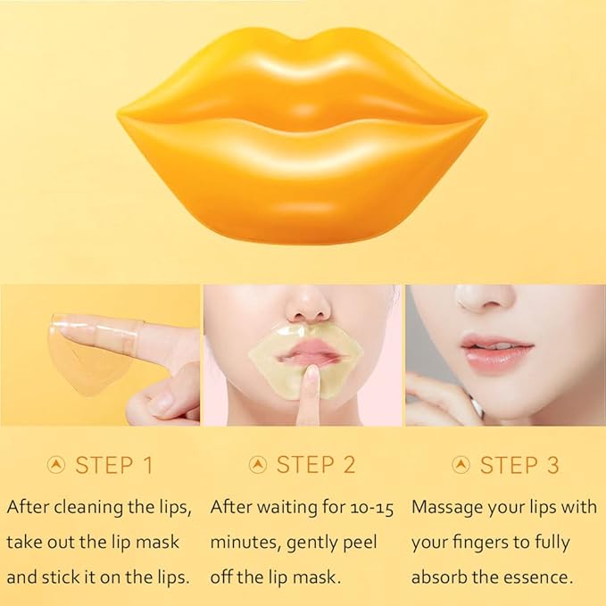 20Pcs Moisturizing Lip Mask, Restores Moisture Lip Care Mask for Dry Lips and Lip Lines Lips Overnight Lip Care, Gel Treatment Lip Masks Plumping Lips Mask (Yellow)-GlimoraGlow
