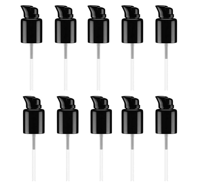 10PCS 410/20mm Plastic Replacement Pump Top Head Cosmetic Liquid Foundation Makeup Pump Replacement with Rotate Lock and Cover for Foundation Lotion Essence (Black)-GlimoraGlow