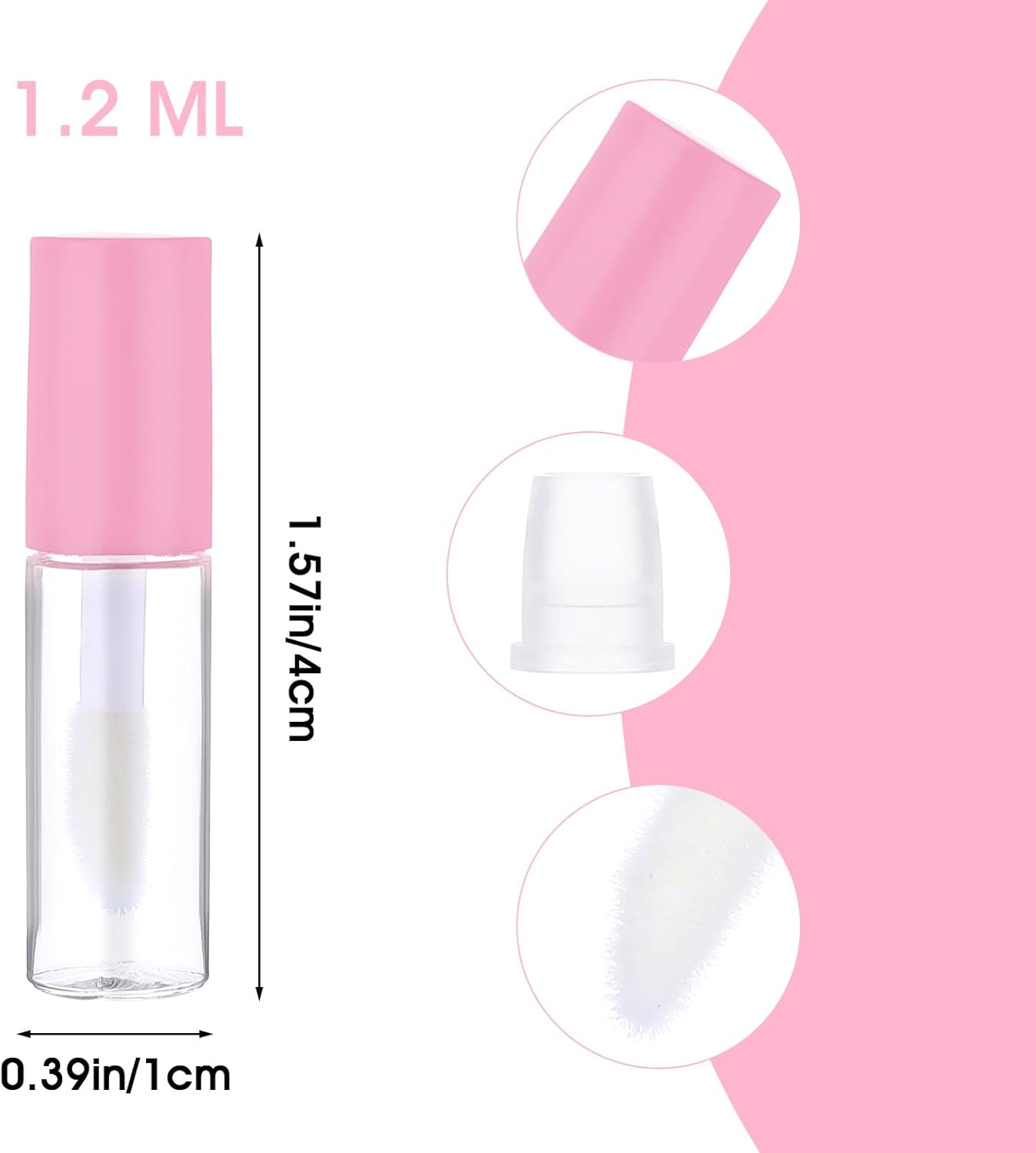 100 Pcs Mini Lip Gloss Tubes, Refillable Lip Balm Bottle Transparent Empty Containers Travel Personal Cosmetic Inserts Cosmetic Tools Mini Lipstick Containers for Women DIY Makeup (Pink)-GlimoraGlow