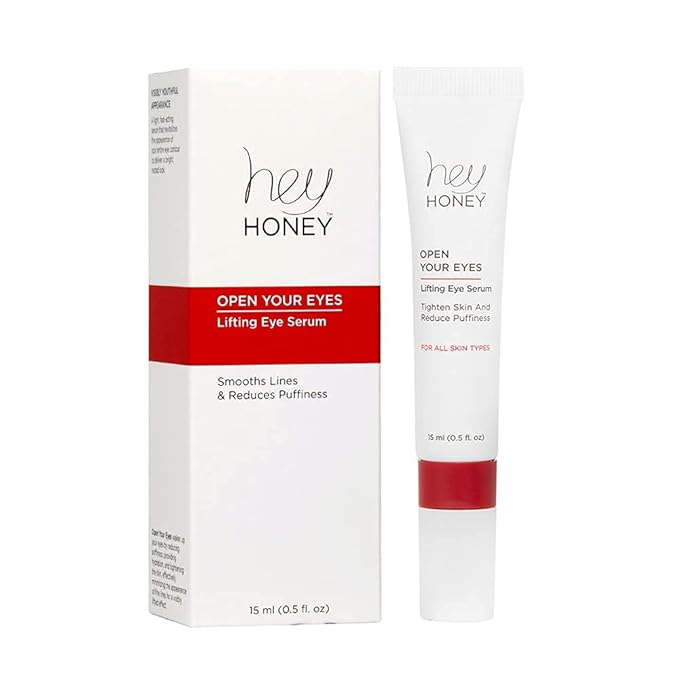 Hey Honey Open Your Eyes Lifting Eye Serum | Under Eye Cream for Dark Circles & Puffiness | Around The Eyes Hydration | Suitable For Sensitive Aging Skin | Delivers A Bright Rested look | 0.5 oz.-GlimoraGlow