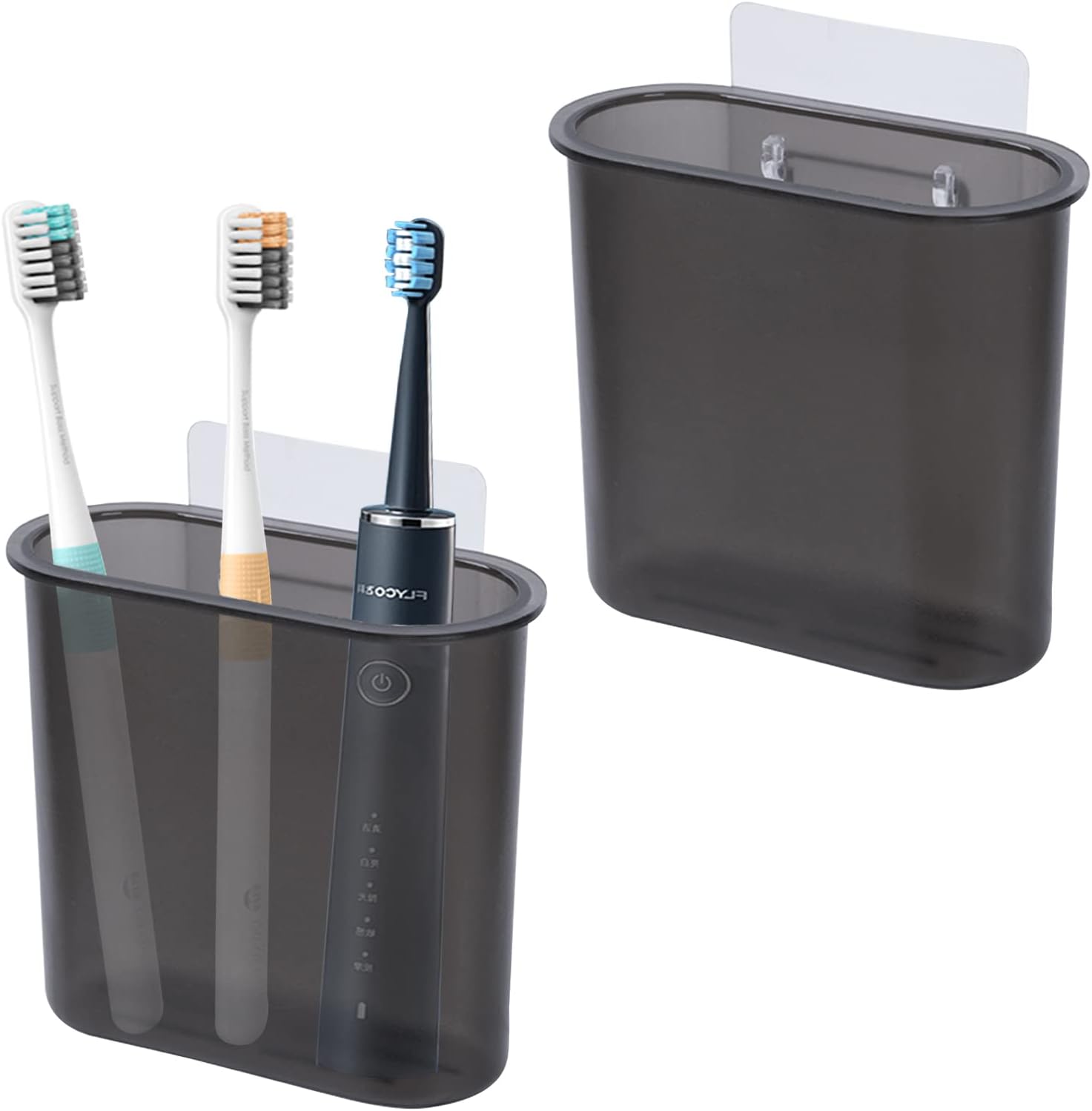 2 Packs Wall Mounted Toothbrush Holder, Self Adhesive Tooth Brush Holder for Bathroom Electric Toothbrush Toothpaste Razor Bathroom Accessories(Black)-GlimoraGlow