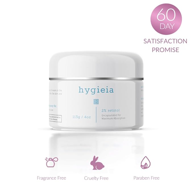Hygieia + Encapsulated 2% Retinol Cream, 4oz – Liposomal Anti-Wrinkle Cream for Face, Neck & Body – Fast & Deep Cellular Absorption – Day or Night Cream for Firming, Lifting & Repairing Aging Skin-GlimoraGlow