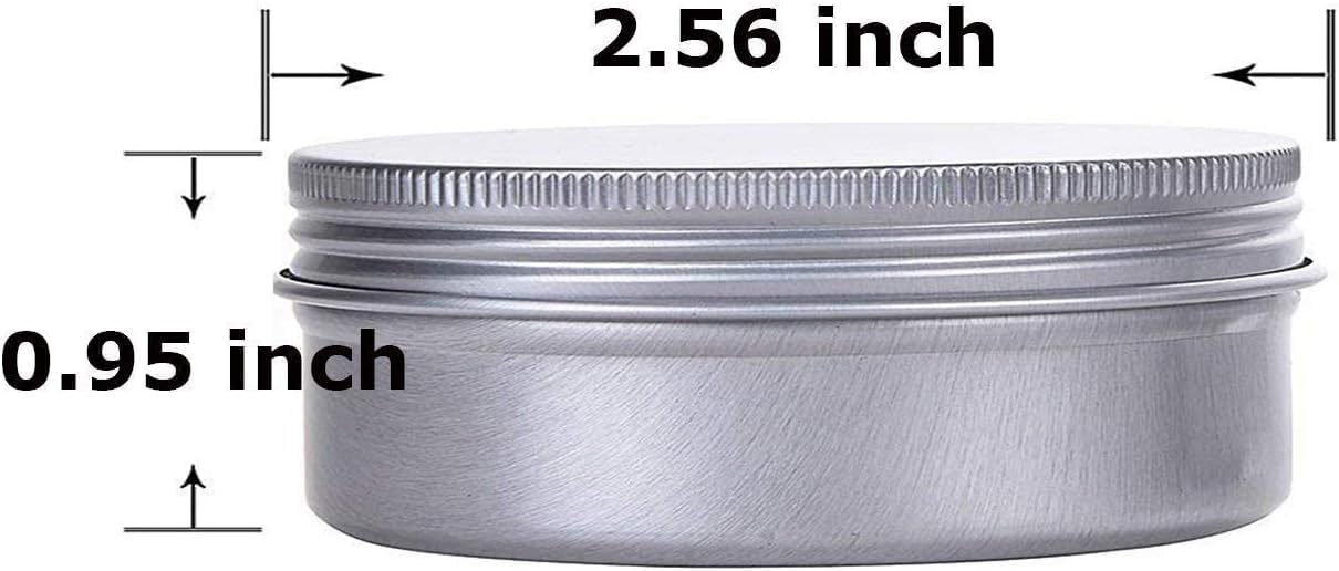2 Ounce Aluminum Tin Jar Refillable Containers 60 ml Aluminum Screw Lid Round Tin Container Bottle 60 Pack for Cosmetic,Lip Balm, Cream-GlimoraGlow