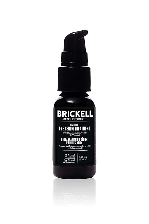 Brickell Men's Dark Circle Under Eye Treatment Serum For Men, Natural and Organic Eye Gel to Firm Men's Wrinkles, Reduce Dark Bags Under Eyes, and Promote Youthful Skin, 0.65 Ounce, Unscented-GlimoraGlow