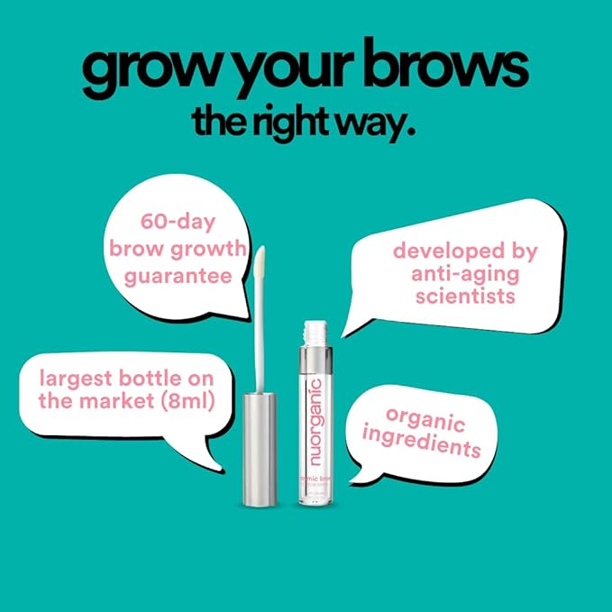 nuorganic 'Cosmic Brow' Eyebrow Serum for Growth | Natural Eye Brow Serum for Thicker, Longer, More Defined Brows | 4 Months Supply XL Size | Cruelty Free, Made in USA-GlimoraGlow