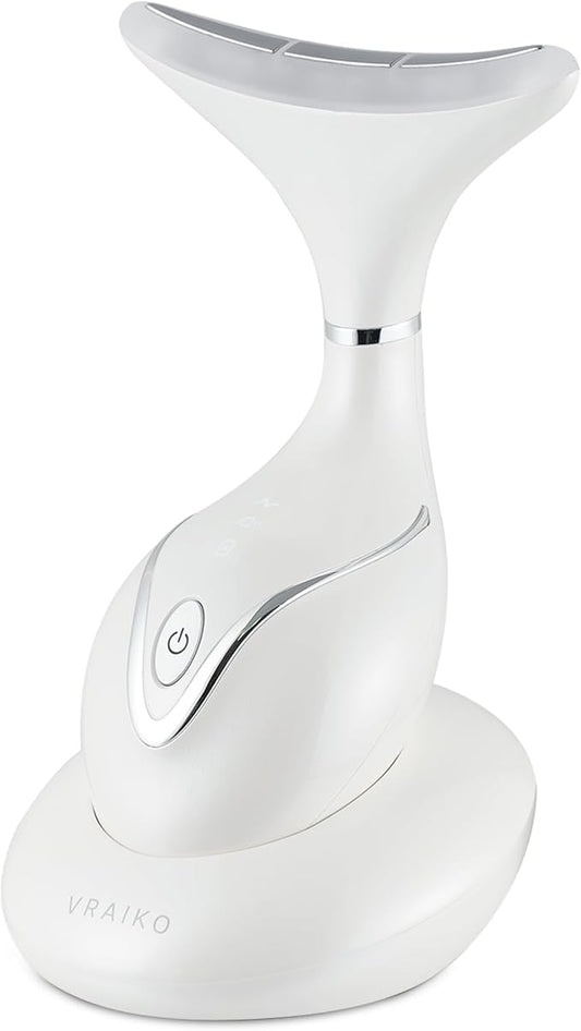Iris Neck Face Massager, Pro Face Sculpting Tool with Charging Base, All-in-1 Facial Device for Enhanced Absorption, Radiance, Contouring, Elasticity, Home Facial Spa (White)-GlimoraGlow