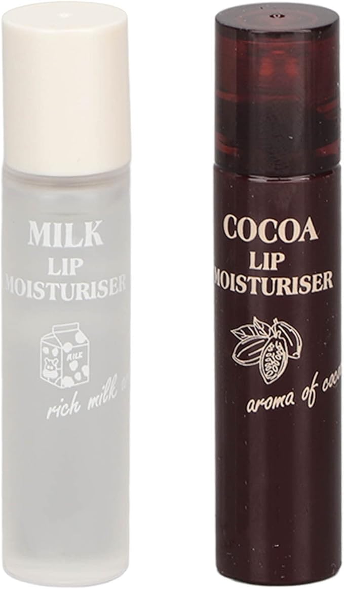 Hydrating Oil, 2pcs Roll On Hydrating Lip Gloss, 5ml Moisturizing Lip Balm Cocoa Bean Milk Lip Oil Hydrating Nourishing Day Night Repair-GlimoraGlow