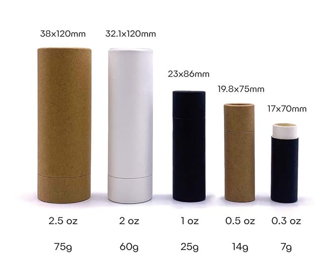 10 Pcs 1 Oz Paperboard Lip Balm Tubes Cardboard Krafts Paper Lipstick Tube Empty Lip Gloss Container Refillable Paper Round Solid Perfume Tube Chapstick Tube DIY Cosmetic Deodorant (Black)-GlimoraGlow
