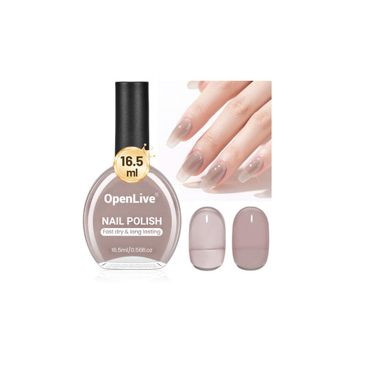 16.5ml Jelly Light Gray Nail Polish Large Volume Quick Dry Nail Polish, Long Lasting Shine, Fingernail Toenail Nail Art DIY Home Travel Nail Art Gift-GlimoraGlow