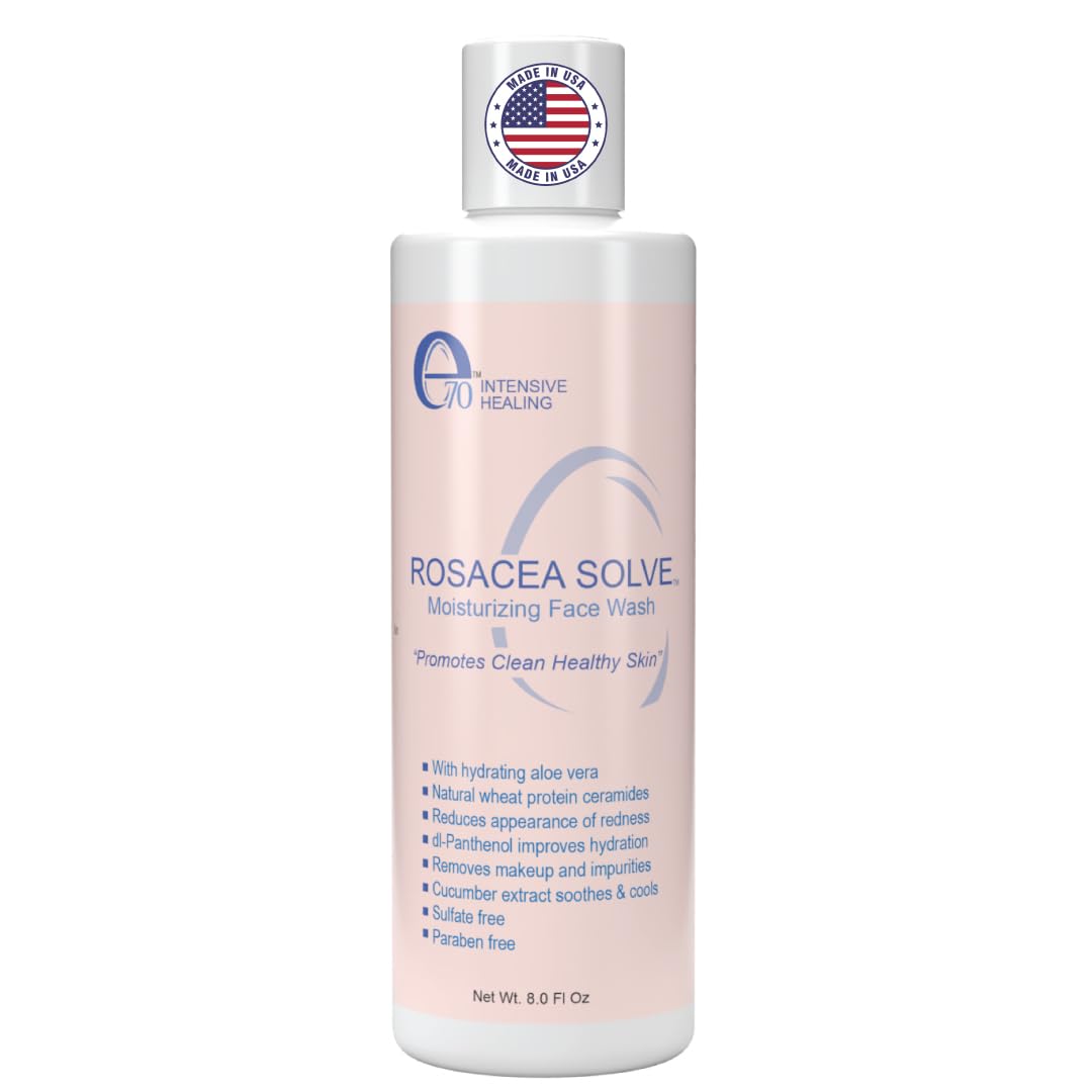 Rosacea Treatment Skincare Face Wash for Women & Men - Gentle Face Cleanser Moisturizer Redness Reducing Skin Care with Aloe Vera, Hyaluronic Acid & Fruit Extracts, Made in USA (8 fl. oz)-GlimoraGlow
