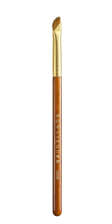 Desert Oak Series Angled Eyeliner Brush - Ultra-Fine Nylon Bristles for Razor-Sharp Gel/Liquid/Powder Lines, Anti-Smudge Design, Ebana Handle & Brass Ferrule (CM 180)-GlimoraGlow