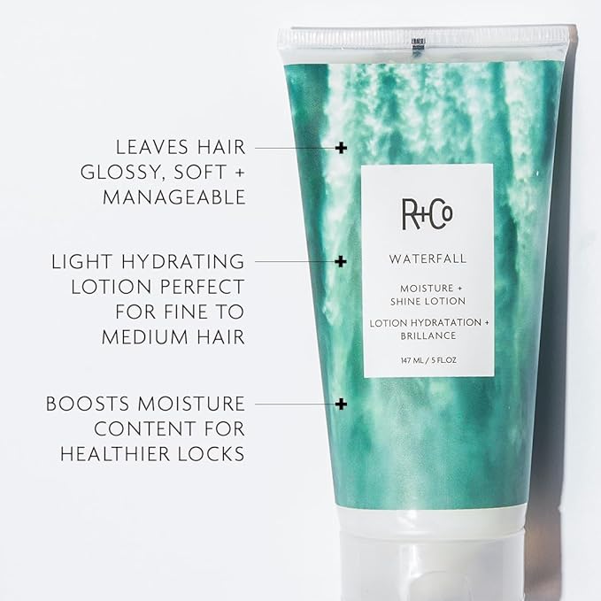 R+Co Waterfall Moisture and Shine Lotion | Lightweight Hair Hydration + Softness | Vegan + Cruelty-Free | 5 Fl Oz-GlimoraGlow