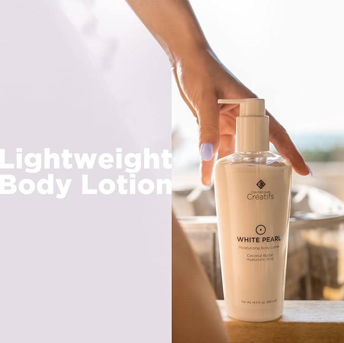 White Pearl Moisturizing Body Lotion with Coconut Butter and Hyaluronic Acid, 8.5 fl. oz.-GlimoraGlow