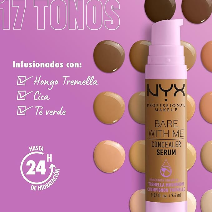 NYX PROFESSIONAL MAKEUP Bare With Me Concealer Serum, Up To 24Hr Hydration - Deep (Pack of 2)-GlimoraGlow