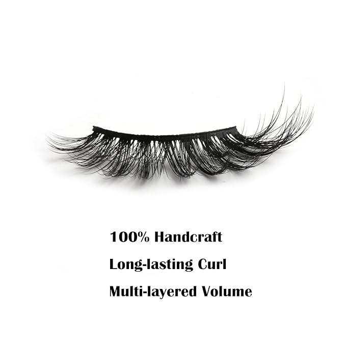 SUNWELL False Eyelashes 16mm Mink Lashes Cat Eye Faux Mink Lashes 8D Fluffy Strip Lashes Soft Wispy Luxury Volume Fake Eyelashes 10 Pairs Pack-GlimoraGlow