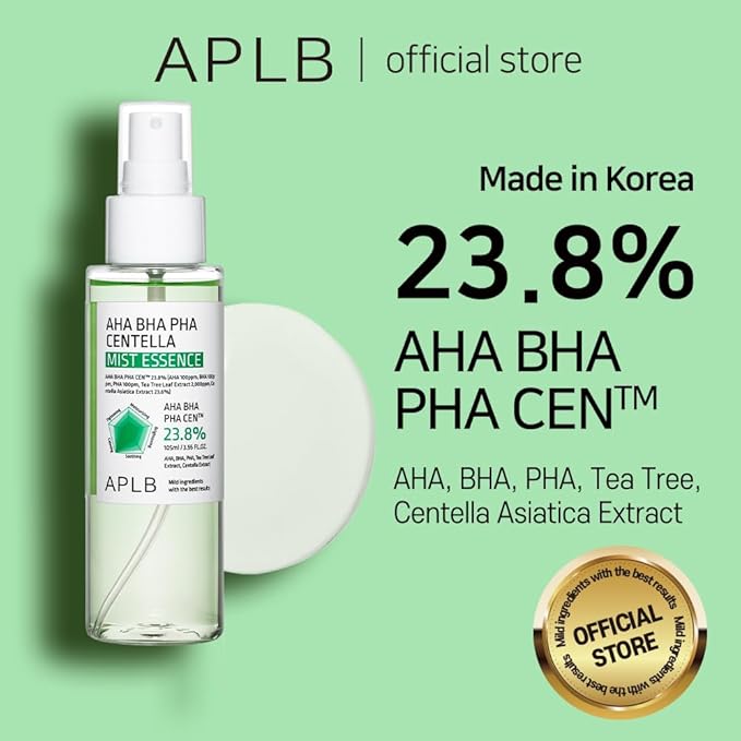 APLB AHA BHA PHA Centella Mist Essence | AHA BHA PHA CEN™ 23.8% 3.55 FL.OZ/Korean Skincare, Exfoliant, Replenishing Moisture, Revitalize for Gentle and Improve Skin Texture-GlimoraGlow