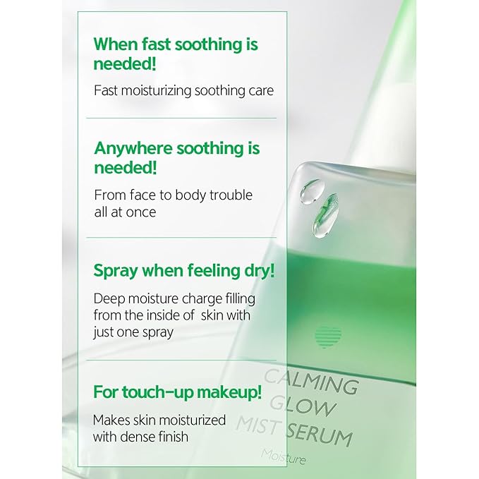 Glow Mist Serum – Hydrating & Soothing Face Mist Artemisia, Centella Asiatica, Evening Primrose, Korean Skin Care, Made in Korea, for Sensitive Skin (Calming, 3.38 oz)-GlimoraGlow