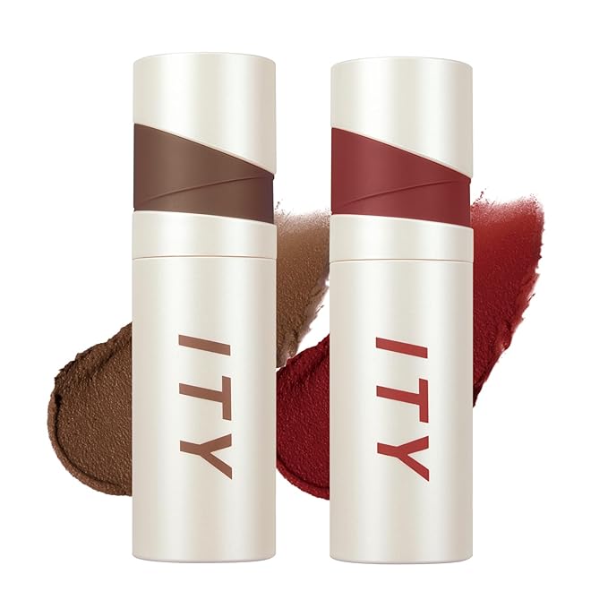ITY Velvet Matte Finish Lip Stain-Mousse Textured Lip Clay, Red Shade, Conceals Lip Lines, Rich Pigment Lip Tint Lipsticks, 0.14 oz (4g) in Earthy, Ruby.-GlimoraGlow
