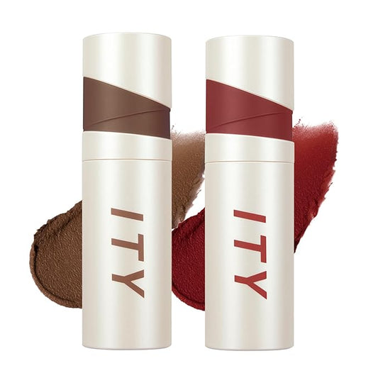 ITY Velvet Matte Finish Lip Stain-Mousse Textured Lip Clay, Red Shade, Conceals Lip Lines, Rich Pigment Lip Tint Lipsticks, 0.14 oz (4g) in Earthy, Ruby.-GlimoraGlow