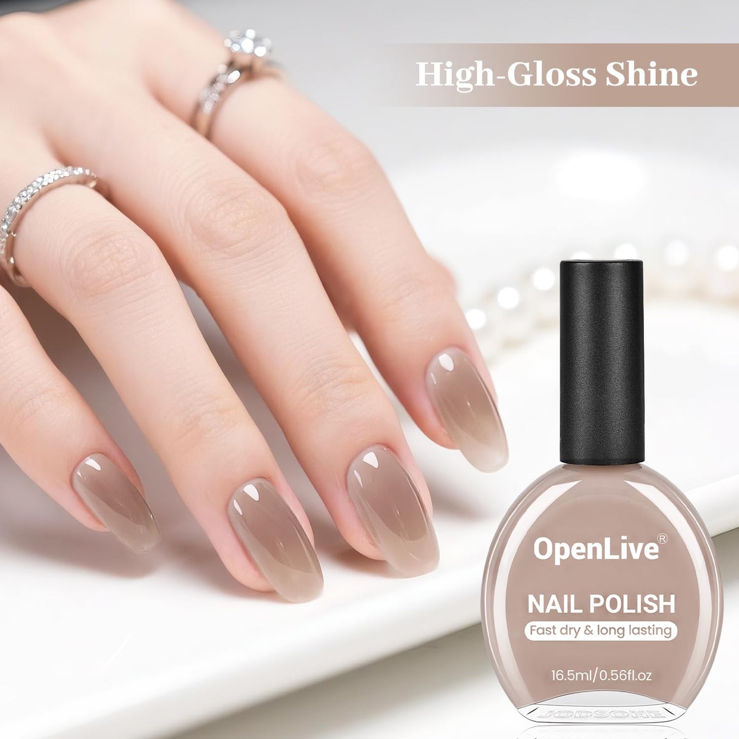 16.5ml Jelly Nude Brown Nail Polish Large Volume Quick Dry Nail Polish, Long Lasting Shine, Fingernail Toenail Nail Art DIY Home Travel Nail Art Gift-GlimoraGlow