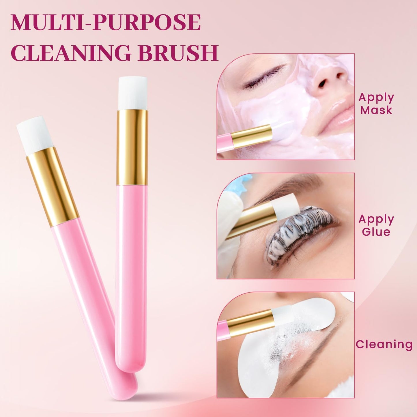 Buqikma Lash Shampoo Kit - Lash Cleaning for Eyelash Extension, 60Ml/2.11fl.Oz Eyelash with Lash Shampoo Brushes Gentle Lash Extension Cleanser for Professional Salon Use and Home Use (2 Pcs)-GlimoraGlow