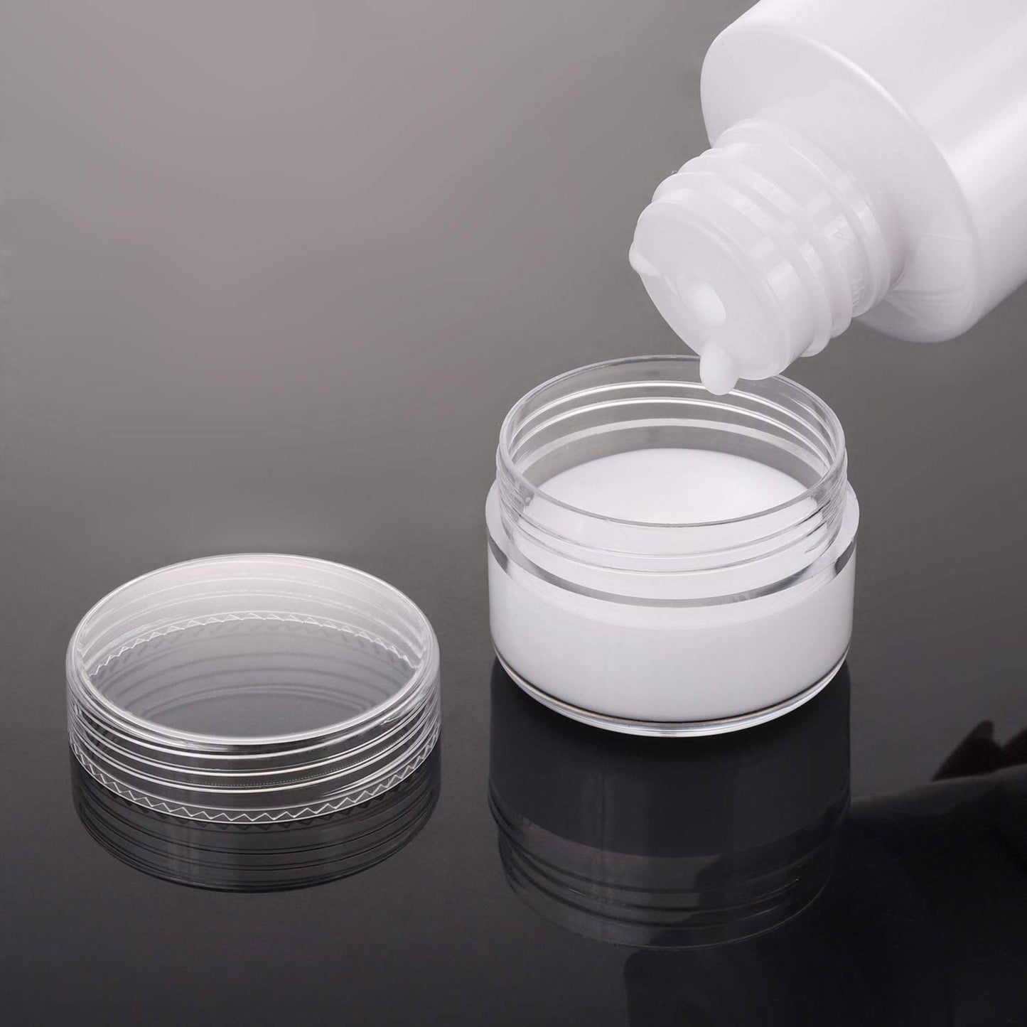 100 Count Refillable Sample Containers with Lids Cosmetic Jars 15 Gram Empty Cream Jars Leak Proof Makeup Containers for Traveling - Clear-GlimoraGlow