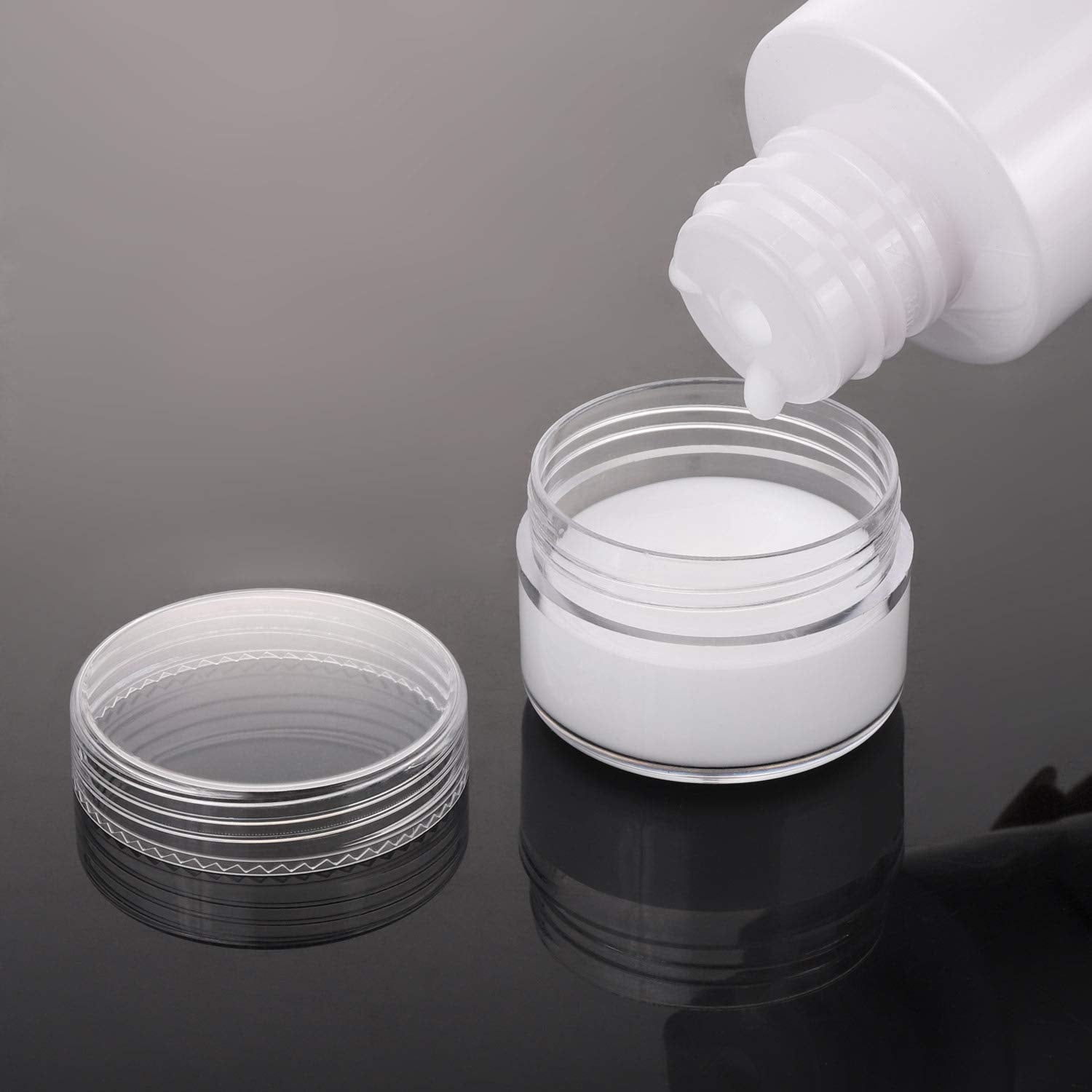 100 Count Refillable Sample Containers with Lids Cosmetic Jars 15 Gram Empty Cream Jars Leak Proof Makeup Containers for Traveling - Clear-GlimoraGlow