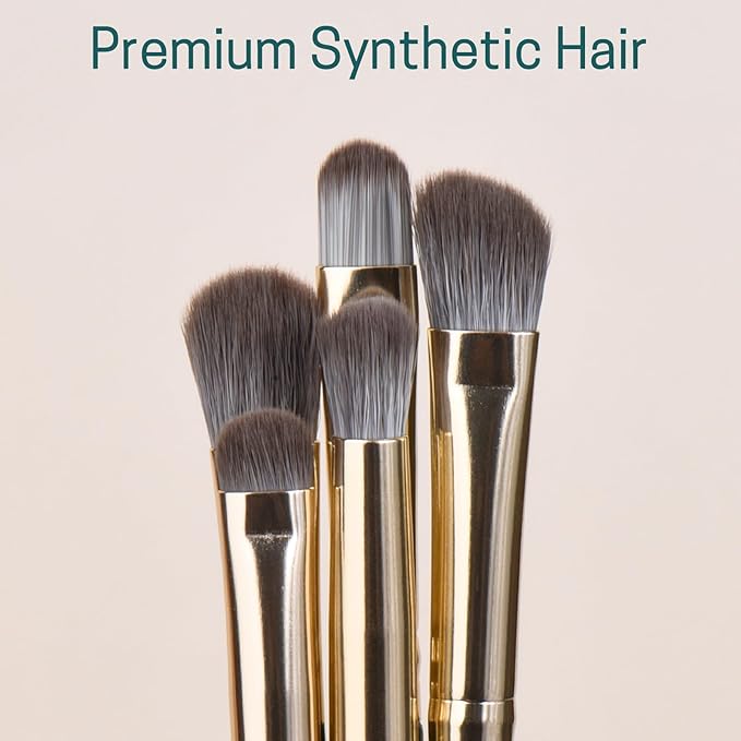 Eyeshadow Makeup Brushes Set with Case 5 PCS Soft Synthetic Hairs Eye Makeup Brushes for Blending Eyebrow Eyeliner Eyeshadow （Green）-GlimoraGlow