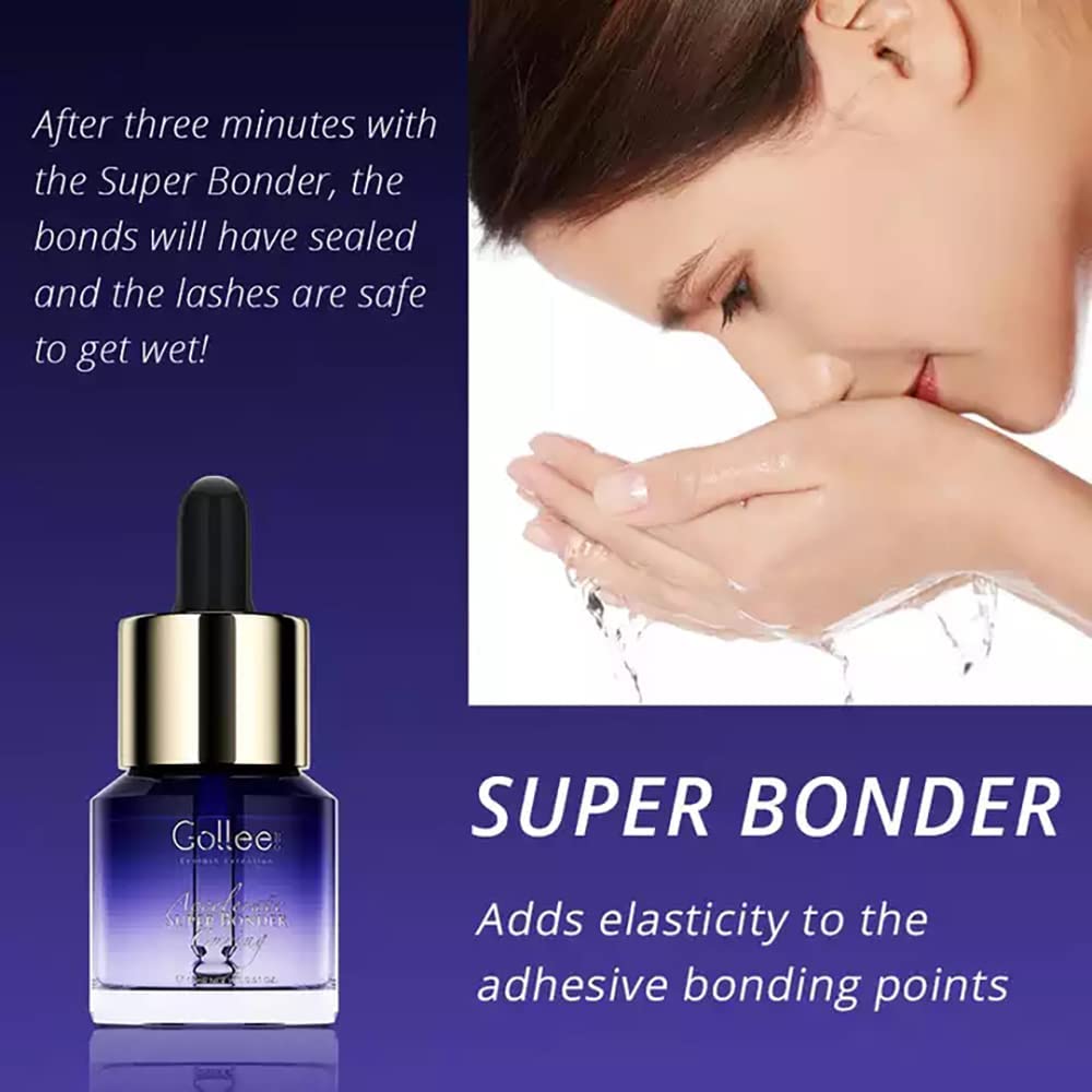 Super Bonder for Eyelash Extension Longer Retention Lash Glue Accelerator Eyelash Bonder for Lash Extensions Lash Sealant Lash Bonder Adhesive Companion Eyelash Extension Bonder -15ML-GlimoraGlow