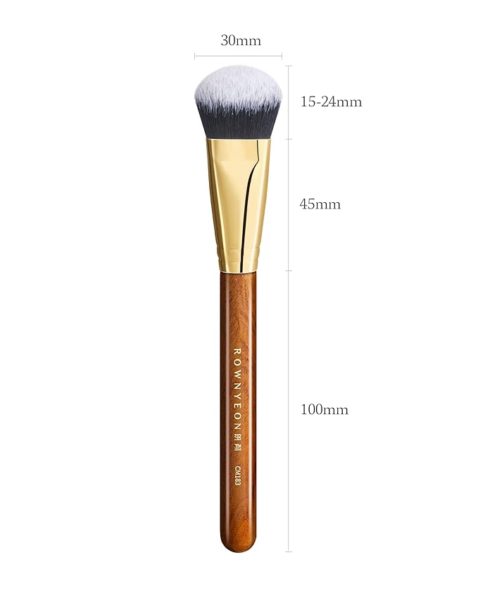 Desert Oak Series Angled Dome Cream Blush Brush - Medium Nylon Bristles for Flawless Cream/Liquid Blush Application, Seamless Stippling & Blending, Bubinga Handle & Brass Ferrule (CM 183)-GlimoraGlow