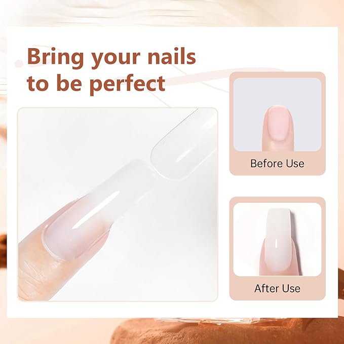 JEWHITENY Poly Extension Gel Nail Set Clear White Pink Poly Nail Gel With Slip Solution Base Coat Top Coat French Manicure for Finger Art and Home DIY Need U V Lamp Curing-GlimoraGlow