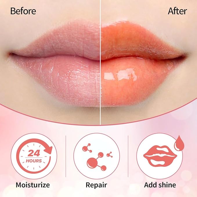 Hydrating Lip Glow Oil, Moisturizing Lip Glow Oil, Nourishing Glossy Transparent Lip Oil, Plumping Lip Oil, Lip Balm, Non-sticky Tinted Toot Lip Balm for Lip Care (CORAL) 0.2 OZ-GlimoraGlow