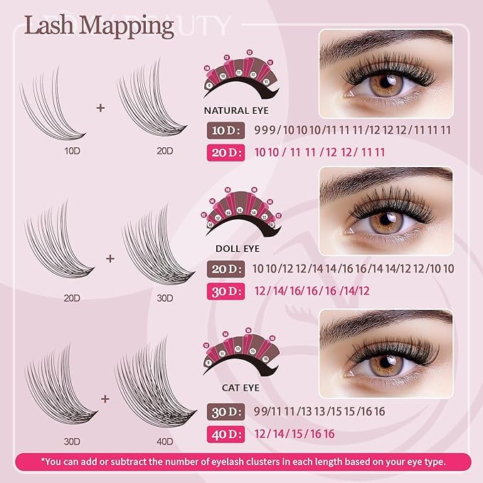 Lash Clusters 600PCS Lashes - Wispy Lash Clusters 10D 20D 30D+40D50D60D Individual Lashes Clusters D Curl Lash Extension 8-16MM Eyelash Clusters DIY Cluster Eyelash Extensions for Beginners Eyelashes-GlimoraGlow
