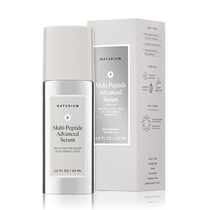 Naturium Multi-Peptide Advanced Serum Jumbo, Firming & Smoothing Face Serum for Fine Lines & Wrinkles with Advanced Multi-Peptide Blend, 2 oz-GlimoraGlow