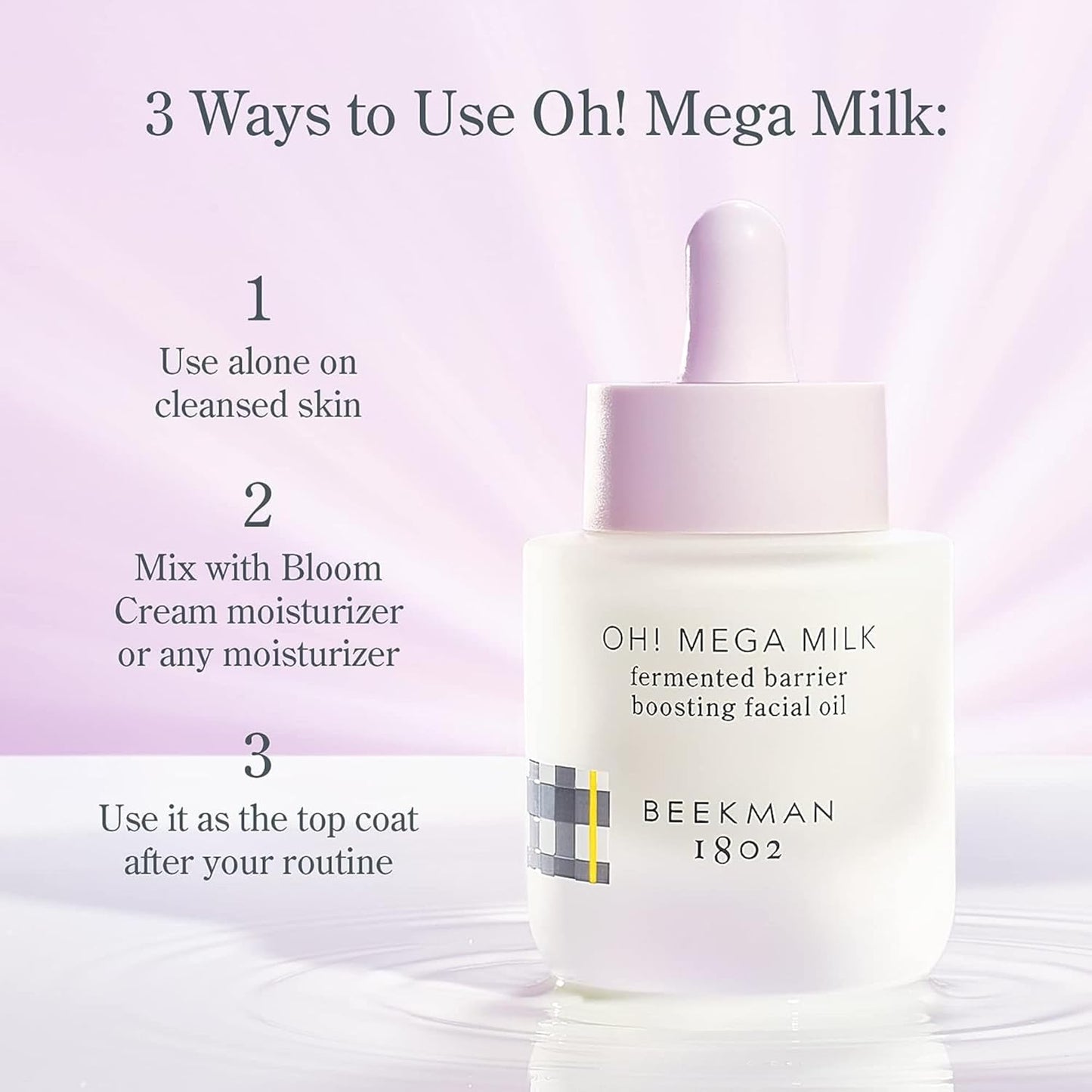Beekman 1802 Oh Mega Milk Facial Oil - Hydrating Vitamin C & Niacinamide Serum - Repairs Skin Barrier - For Dry/Aging Skin - Fragrance Free & Sensitive Safe-GlimoraGlow