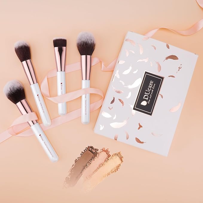 DUcare Makeup Brushes Set Professional 27Pcs Makeup Brushes Premium Synthetic Kabuki Foundation Blending Face Powder Blush Concealers Eye Shadows Make Up Brushes Kit White-GlimoraGlow